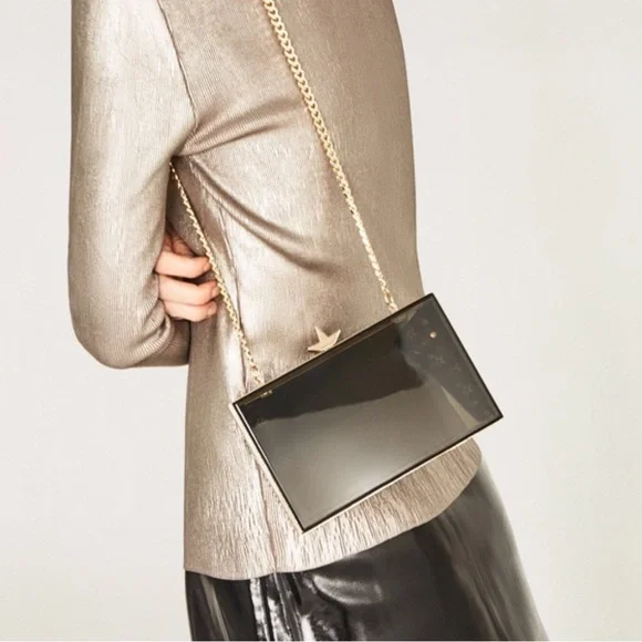 **SOLD** NWT ZARA Decorative Minaudiere (Black Evening Clutch) - Picture 1 of 9